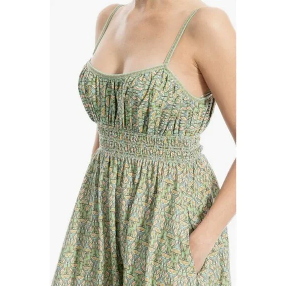 max studio empire waist maxi dress Max Studio Bubble Sleeve V-neck Empire Waist Midi Dress